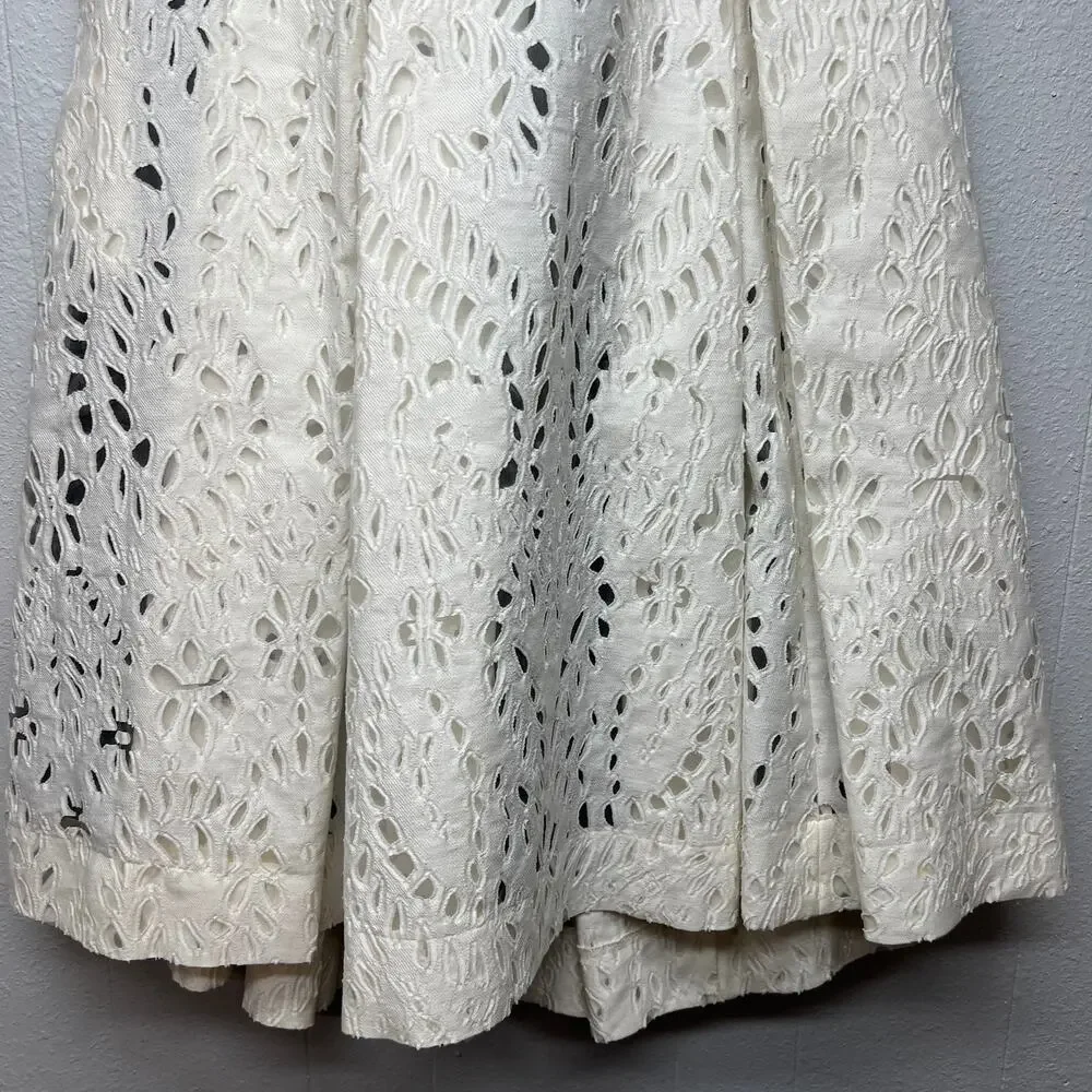 AZADEH Eyelet High Waisted Womens Midi Skirt Medium Play Festival Event Fairy